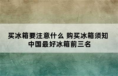 买冰箱要注意什么 购买冰箱须知 中国最好冰箱前三名